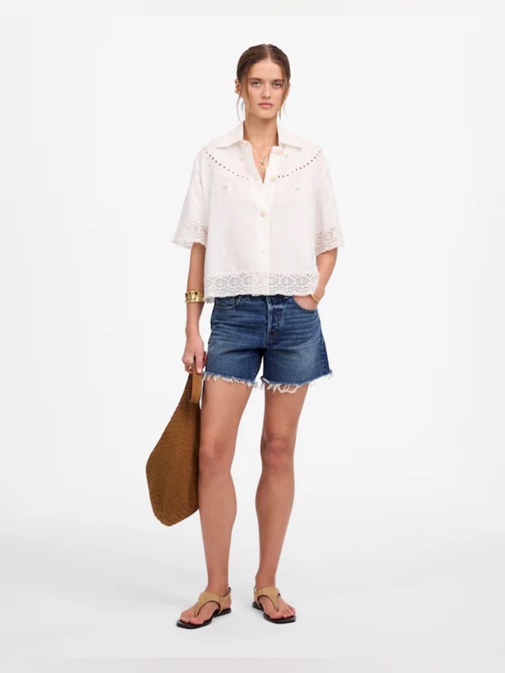 NWT Madewell Embroidered Lace Button-Up Shirt - Picture 3 of 9